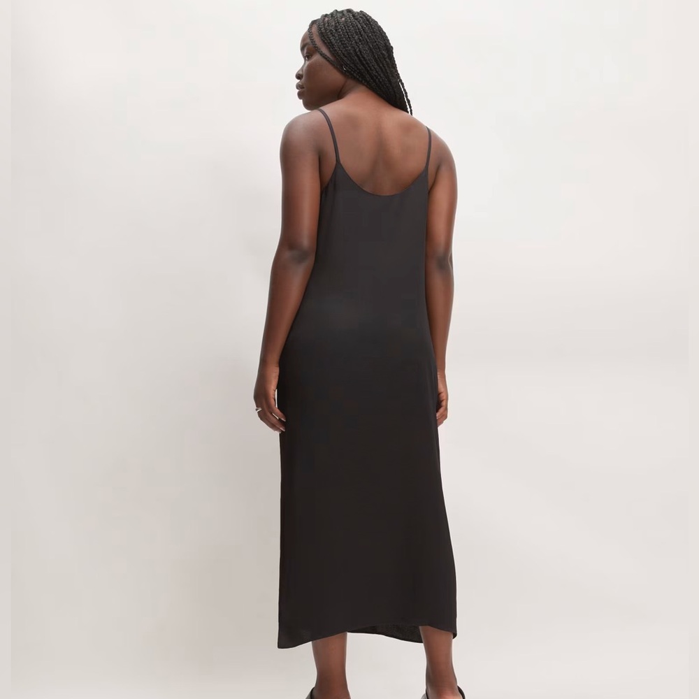 🖤EVERLANE THE HAMMERED SATIN SLIP DRESS BLACK 6 - Picture 5 of 10